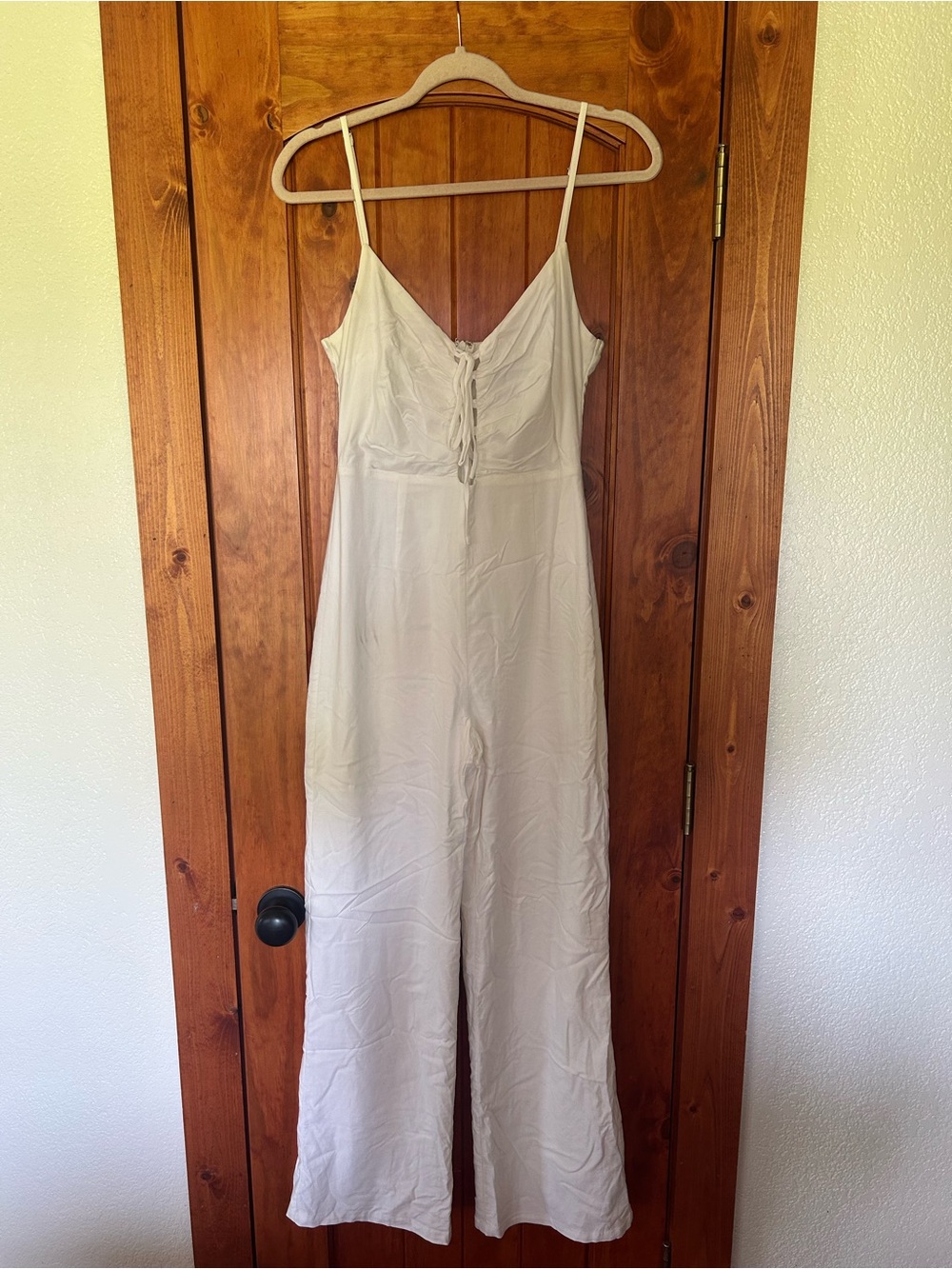 Blue Blush White Lace-Up Cami Jumpsuit